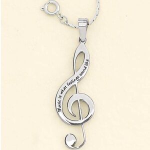 NEW Stainless Steel Music G-Clef Pendant 24 Inch necklace